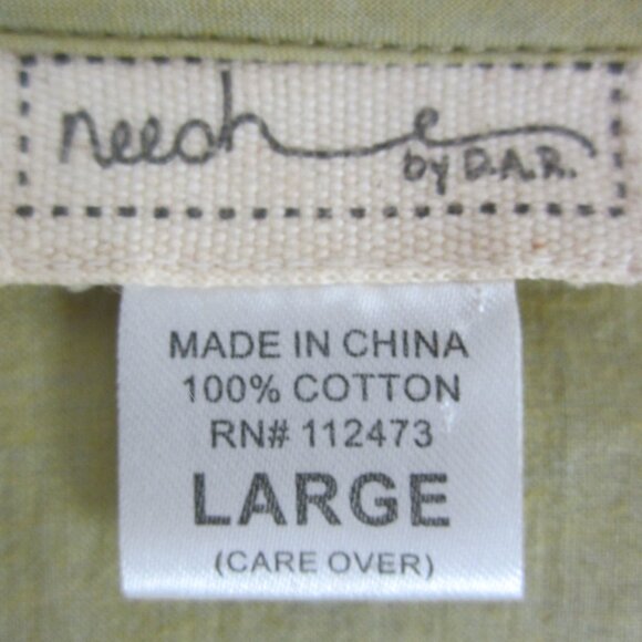 neesh by dar Womens Large Mustard Gold LS Cotton Blouse Shirt Ruffle Front L - Picture 5 of 12